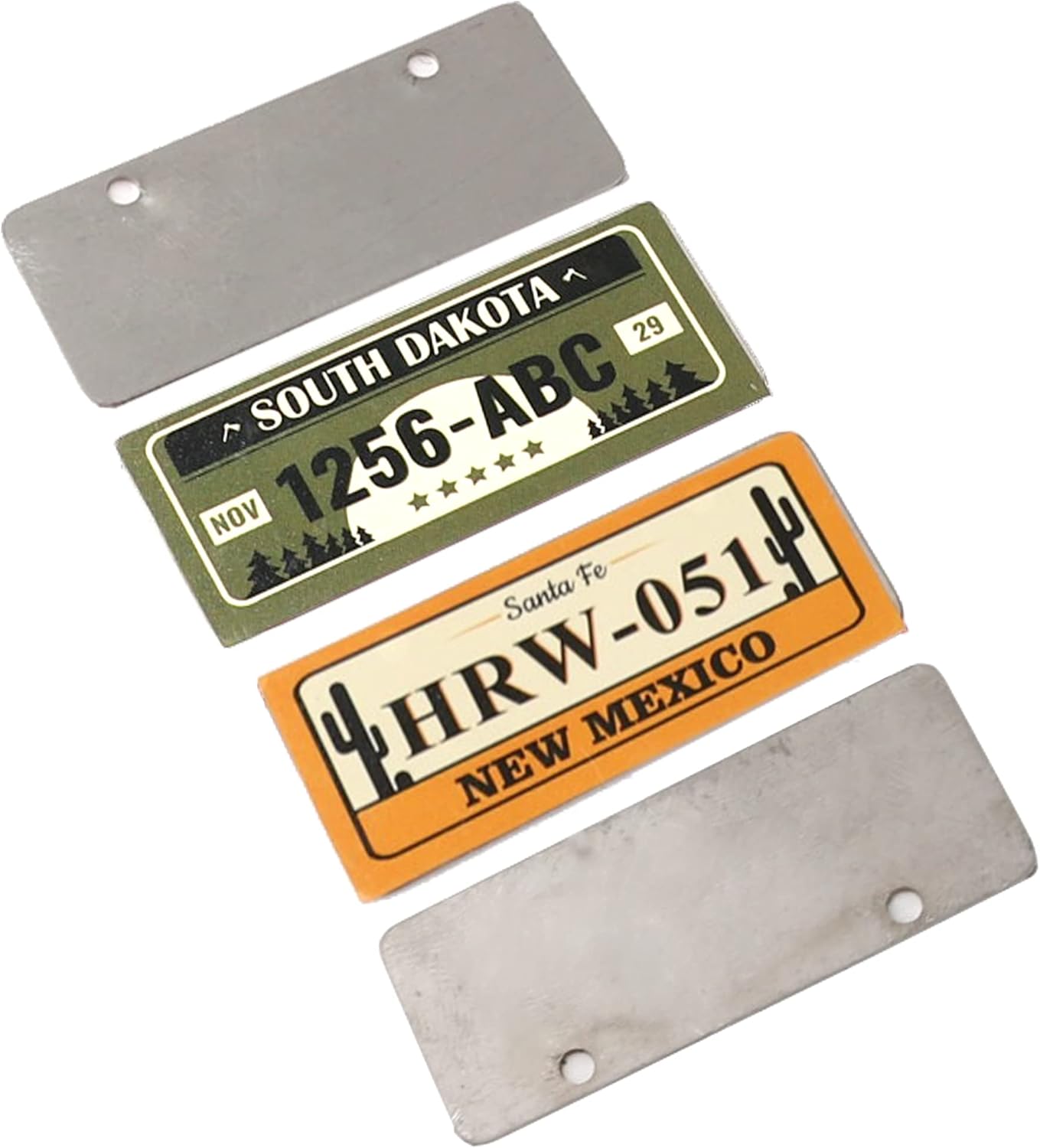 4PCS HIRCQOO Metal RC Car License Plate Kit Decorations Accessories Compatible with Traxxas TRX-4 Tamiya CC01 Axial SCX10 D90 1/10 RC Crawler Car (1256ABC+HRW051)