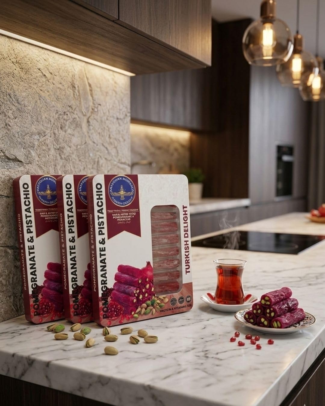 Handmade Turkish Delight Pomegranate Pistachio Lokum (125g) With Vitamin C, 20% High-Protein Formula, Made with Beetroot Juice (3)