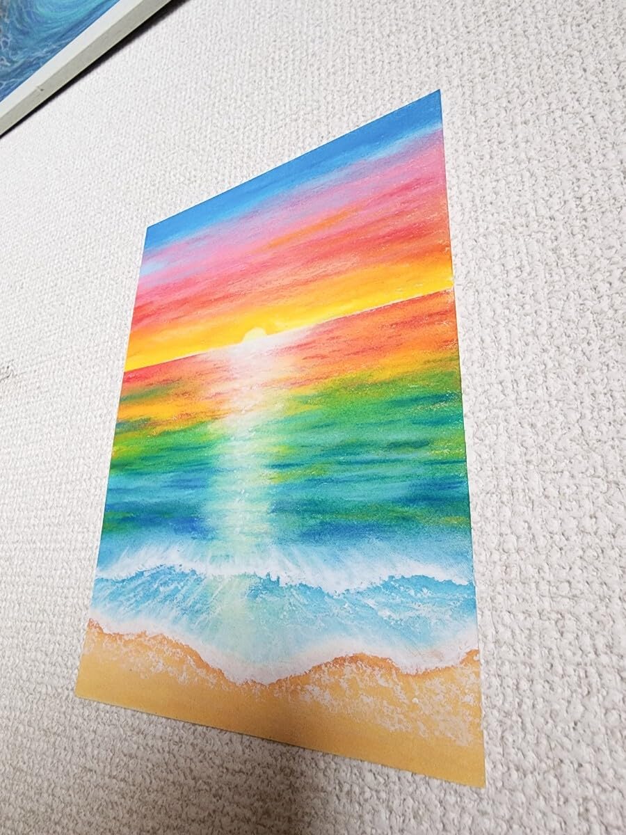 Amazon.co.jp: 風景画 海 アート 海の絵 パステル画 絵 絵画
