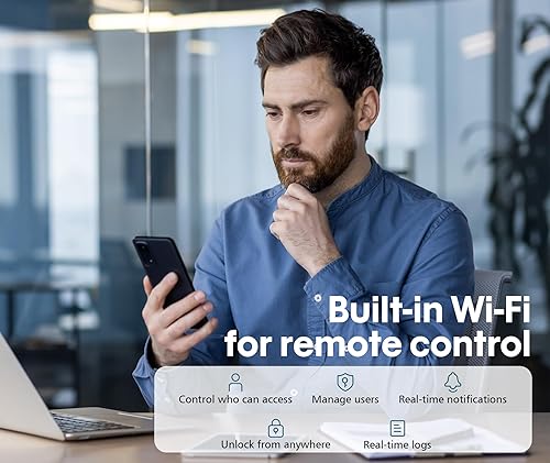 Miniatura 2 de Cerradura de puerta de entrada sin llave, Wi-Fi incorporado, control remoto de aplicación, alertas en tiempo real, IP65 impermeable, cerradura de