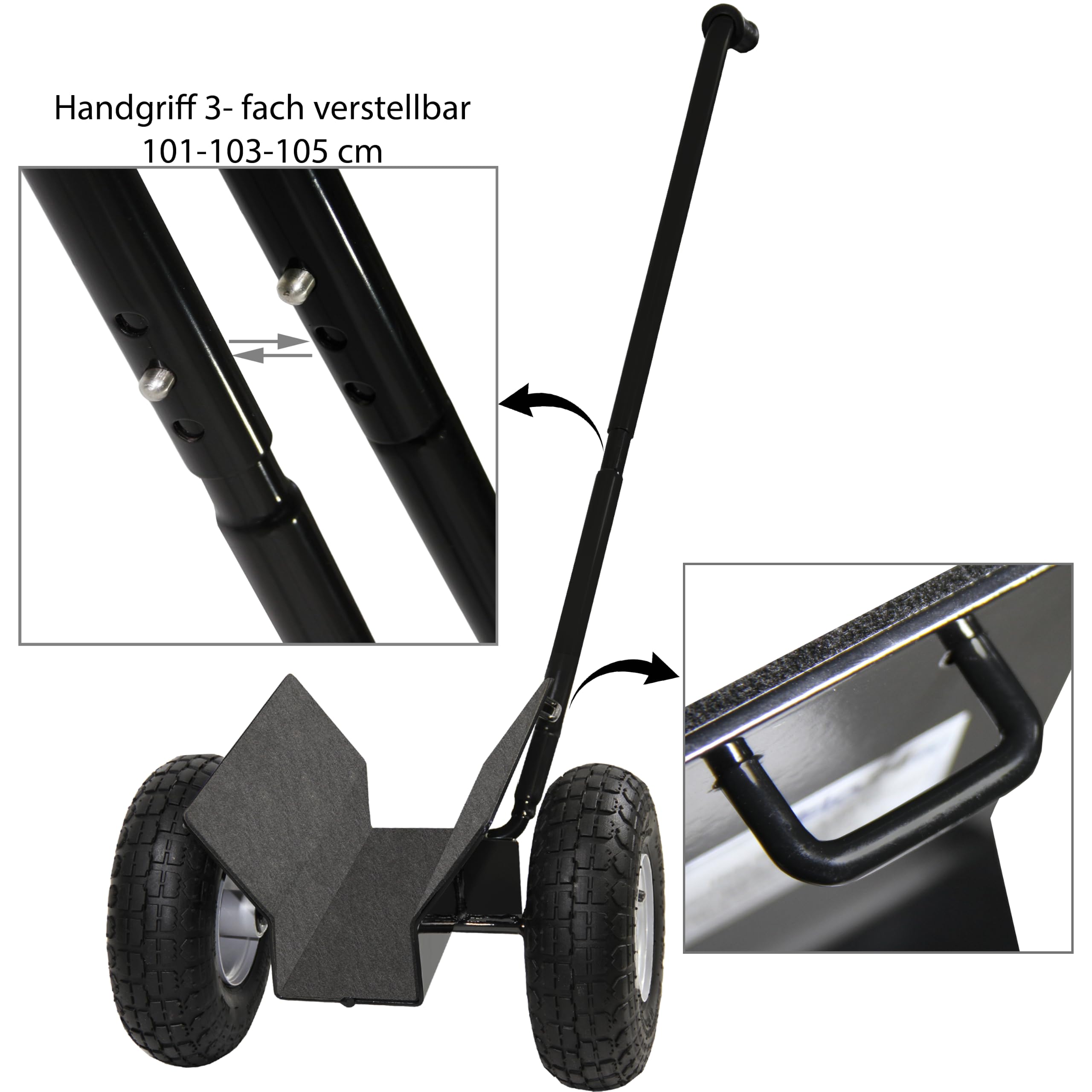 Plattenroller 275kg Tragkraft Plattenwagen mit Handgriff, Klemmwagen für Holzplatten, Glasplatten, Türen, Klemmbreite 0–10 cm, 4.10/3.50-4 Reifen P4
