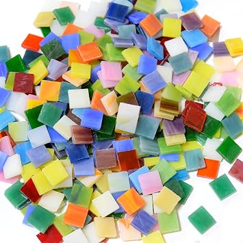 Stained Glass Sheets Pack, Mixed Iridescent Cathedral Glass Mosaic Tiles for Crafts, Art Glass Kit for Home Handicraft Decor, Mosaic Lamp, Tiffany Style Lamp, Window Hangings,square [Energy Class A]