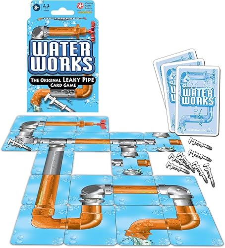 Miniatura 5 de Juego de cartas de Water Works con adhesivo BGT gratuito para tubería con fugas, llaves de fontanero clásicas de los años 70