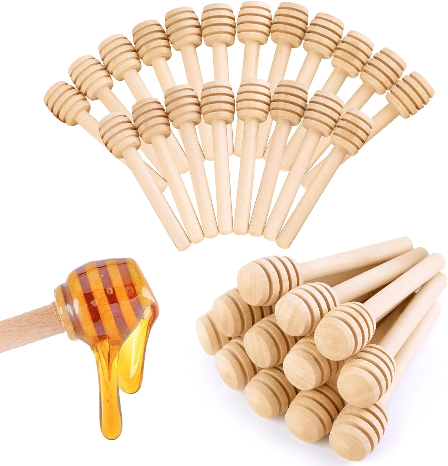 25Pcs Honey Dipper Sticks Wooden Honey Dipper, 3 Inch