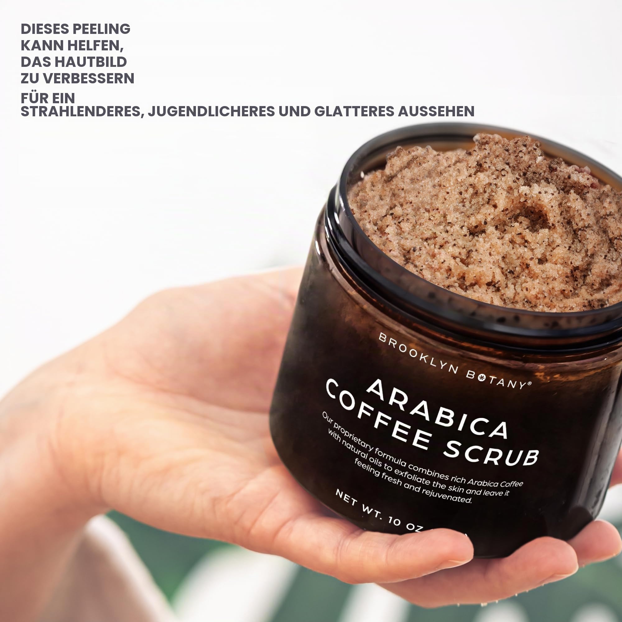 Brooklyn Botany Arabica Coffee Body Scrub – feuchtigkeitsspendendes und peelendes Körperpeeling für Gesicht, Hand, feine Linien, Falten – tolles Geschenk für Frauen und Männer – 284 ml