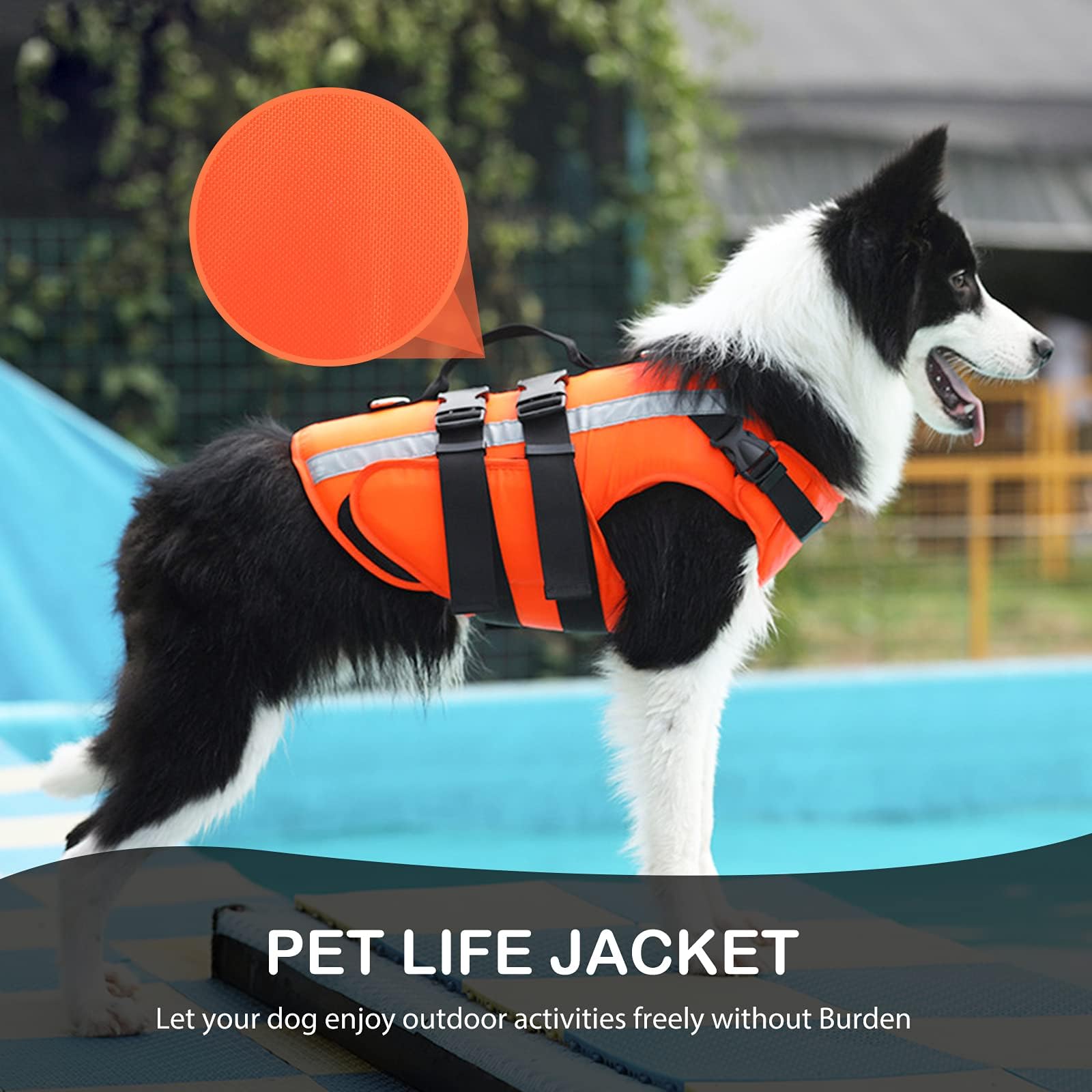 PETCUTE Gilets de Sauvetage pour Chiens,Gilet de Flottaison Chiens Réglable avec Bande Réfléchissante,Gilets de Flottaison pour Animal de Compagnie avec Souple Poignée L