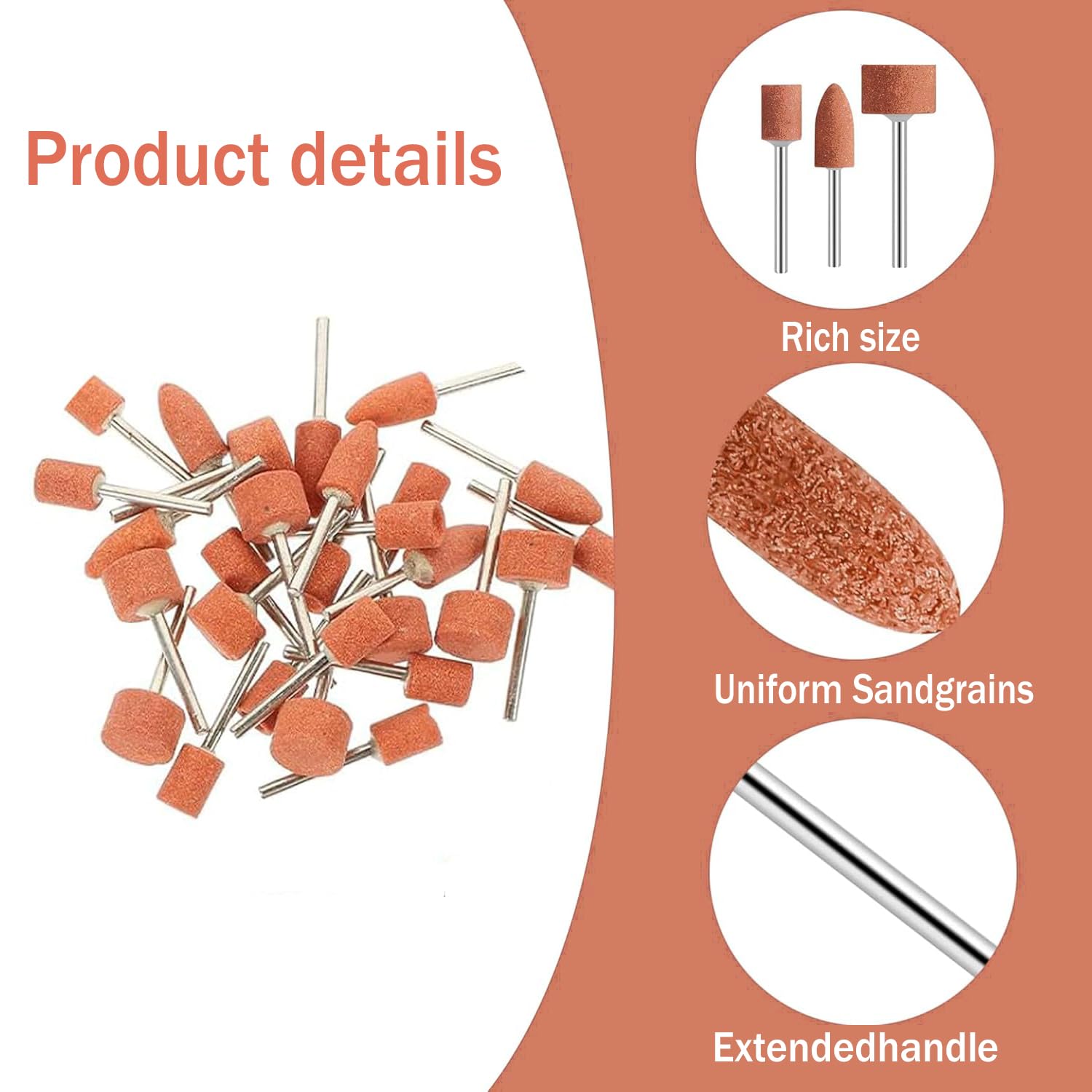 42Pcs Set di Accessori per Mole in Ossido di Alluminio per Utensili Rotanti, Mandrino Abrasivo con Gambo da 3 mm per Smerigliare e Affilare il Metallo,Testa di Levigatura e Lucidatura