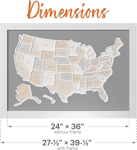 Miniatura 6 de Mapa de fotos personalizado de 50 Estados Unidos, marco opcional, fabricado en Estados Unidos.