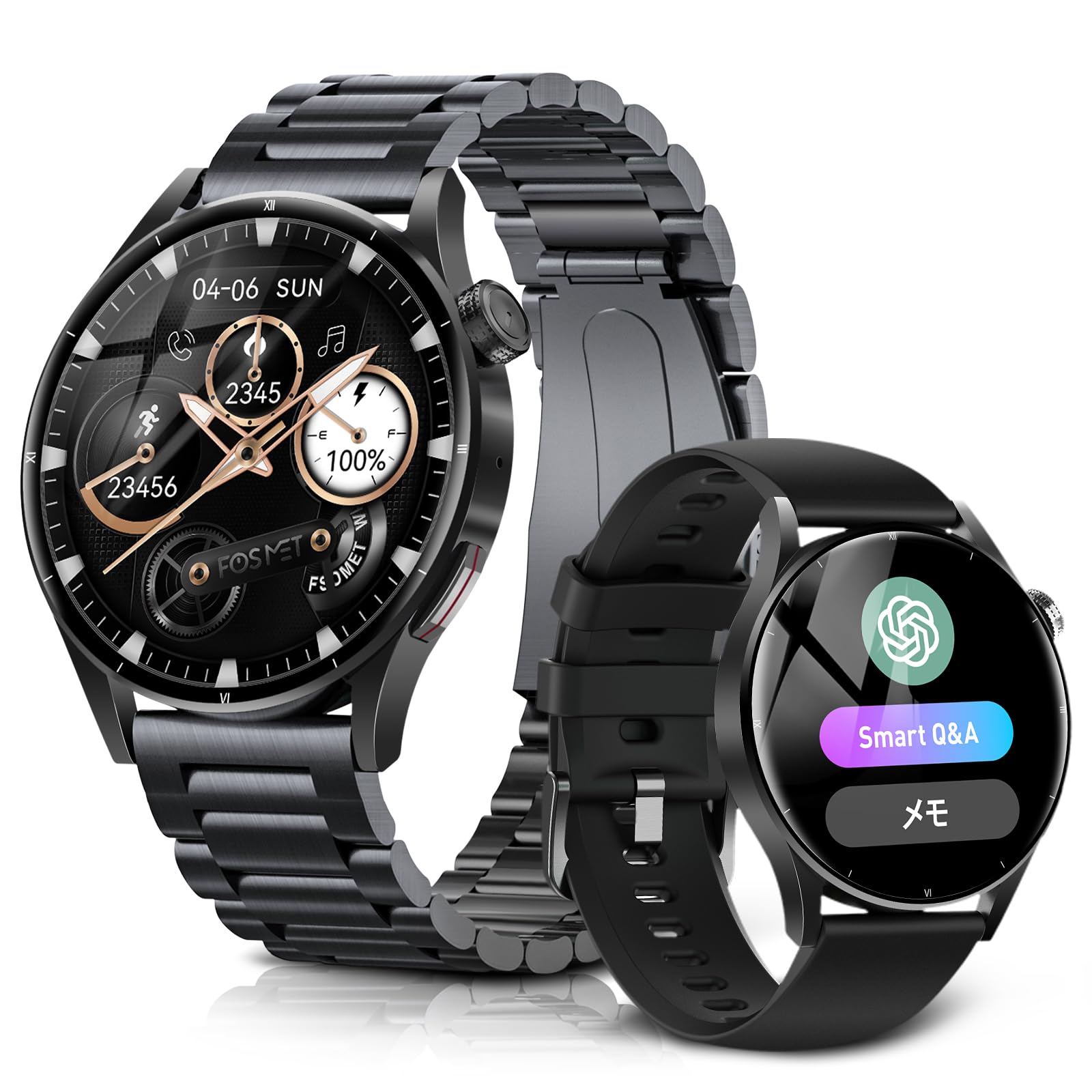 Amazon | スマートウォッチ ChatGPT【2026最新・第3世代】FOSMET QS40