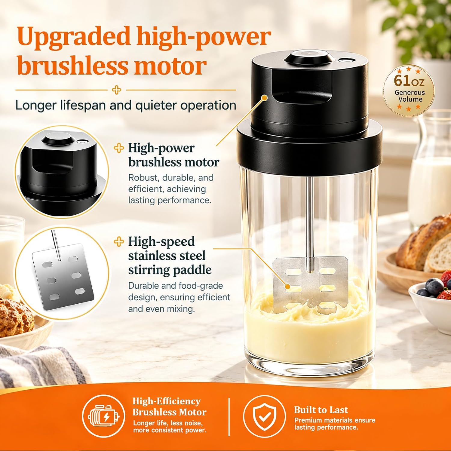 Electric Butter Churn ，One-Touch Butter Maker with 34 Oz Glass Jar