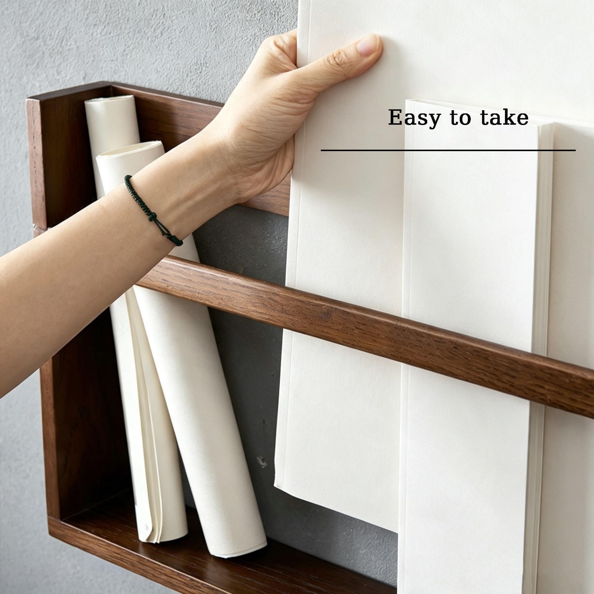 Holz Wandmontierter Zeitschriftenhalter, Akten Organizer | Für Eingangsbereich, Büro, Wohnzimmer, Wartezimmer(Beige,90cm)
