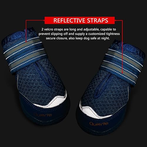 Miniatura 5 de QUMY 4 zapatos de perro para pavimento caliente, botas de perro medianas y grandes y protectores de patas para protección contra el calor en verano,