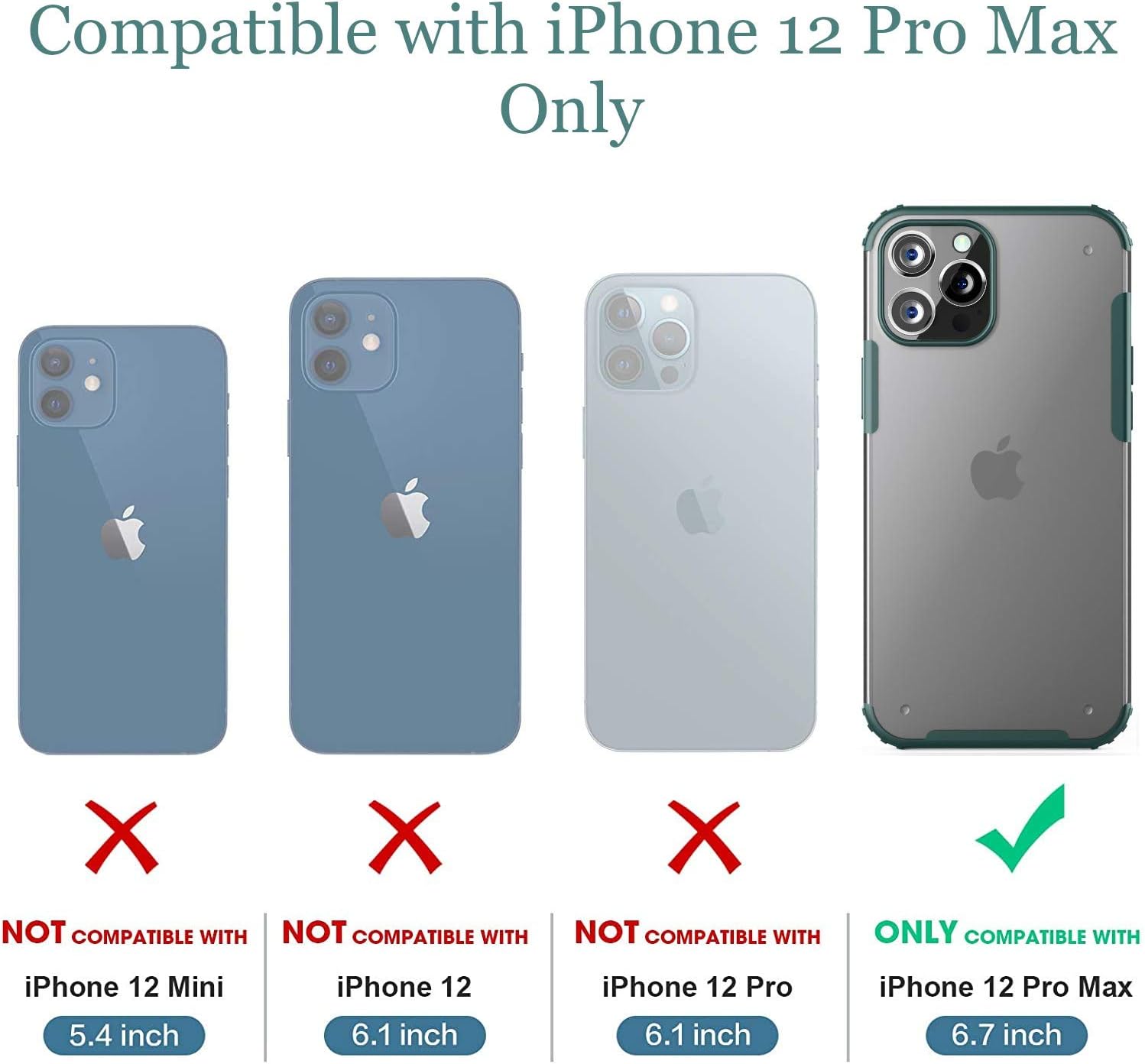 ZILLKO Compatible with iPhone 12 Pro Max Case - Military Grade Drop Protection - Shockproof Armor - Scratch Resistant - Lightweight - Slim Protective - Hybrid Case Designed for iPhone 12 6.7" (Green)