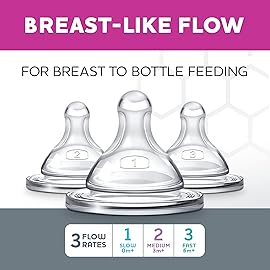 Chicco Duo 100% Silicone Intui-Latch Baby Bottle Nipple with Anti-Colic Valve | Skin-Like Texture and Breast-Like Flow | Stage 3, Fast Flow | 2pk | 6+ Months