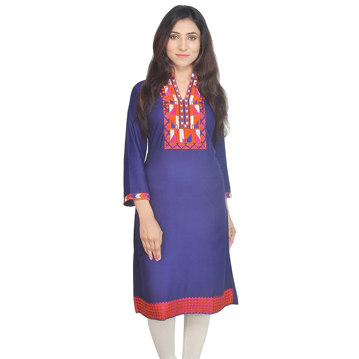 Chichi Indian Women's Embroidered Rayon Kurti for Casual/Daily/Party Wear