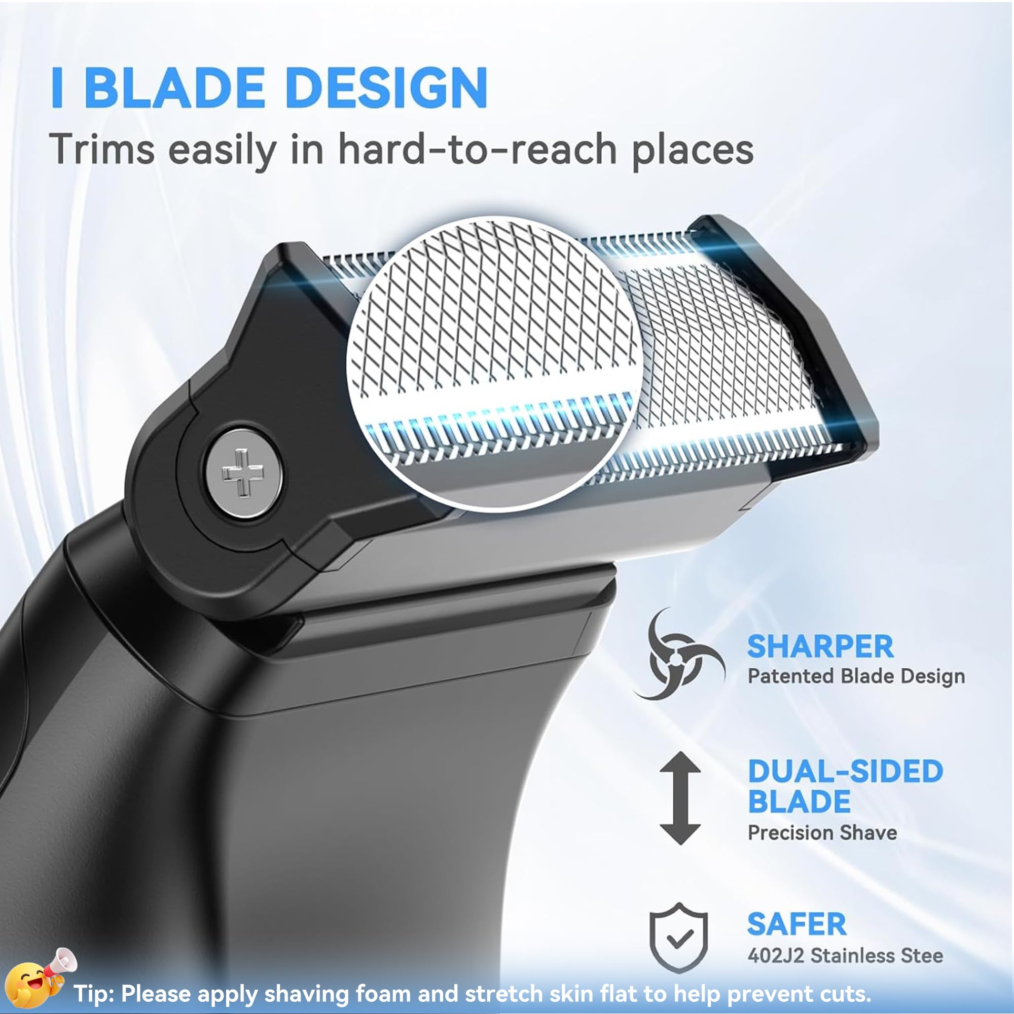MAXGROOM Tondeuse à barbe et corps pour homme, rasoir électrique 3 en 1 pour le visage, la poitrine, les bras, les jambes, les rasoirs de voyage, tondeuse humide/sèche imperméable