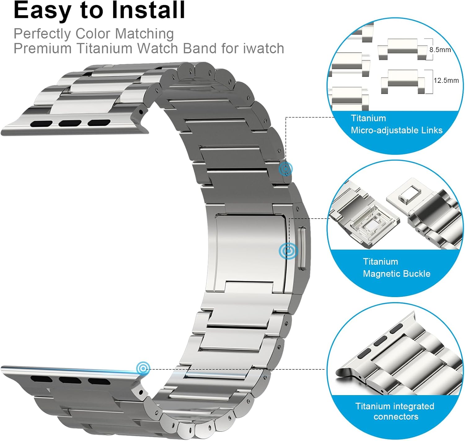 Ultra 2 Titanium Watch Band (Plus) Fits Apple Watch ULTRA (49mm).Same Compatible Apple Watch 10(Titanium 46mm) Comfortable grip Replacement Wristbands for Apple iWatch titanium strap
