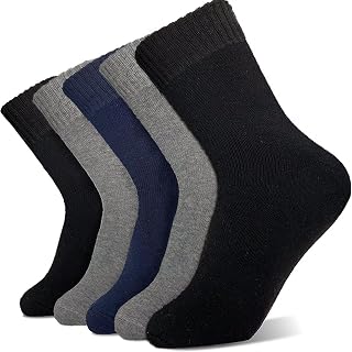5 Pairs Men's Thermal Socks, Cosy Wool Thick Socks for Cold Winter, Business Skiing Hiking Warm Boot Socks, Size UK 6-11