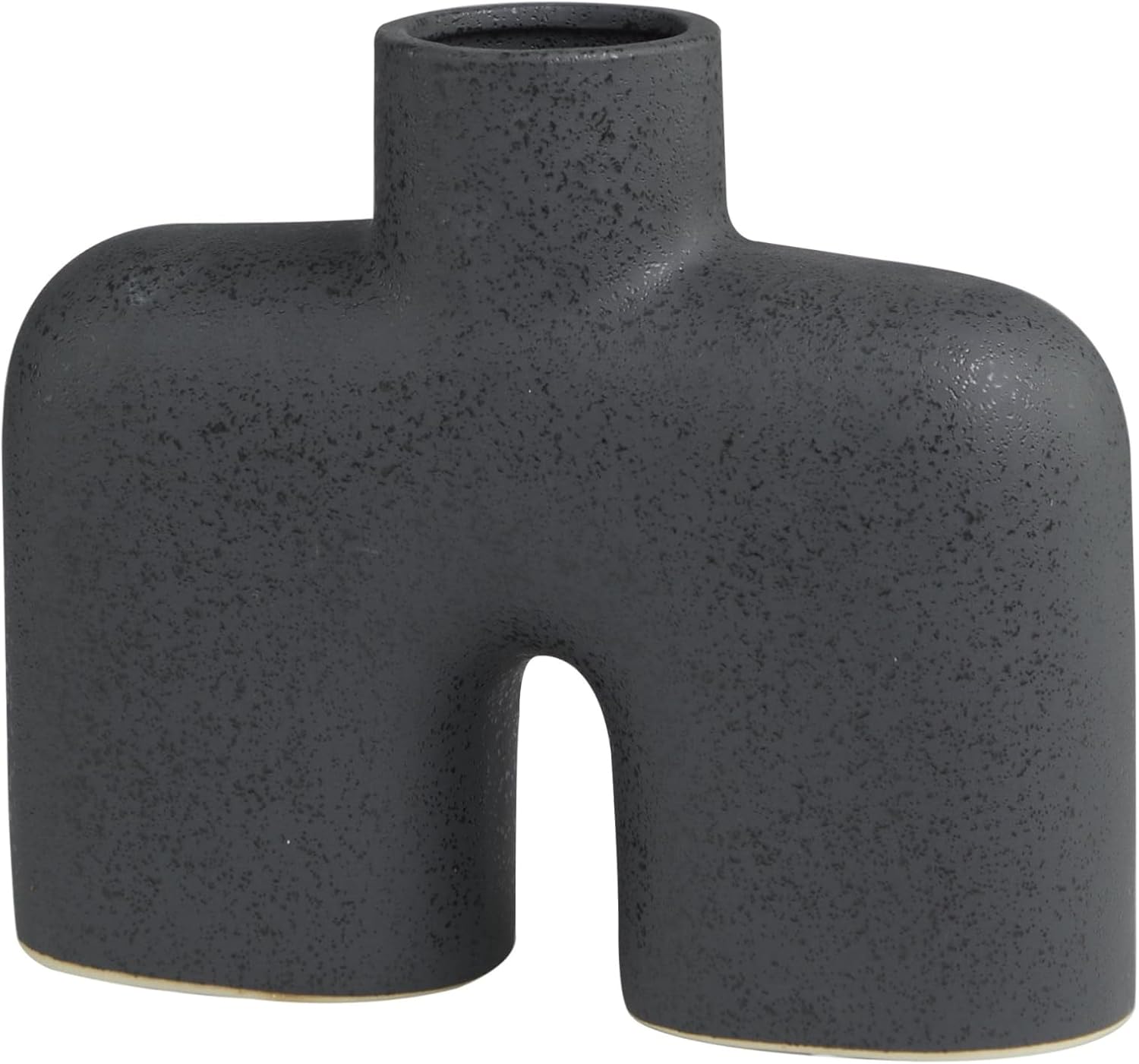 Deco 79 Ceramic Abstract Decorative Vase Short Rounded Arched Centerpiece Vase with Glossy Speckles, Flower Vase for Home Decoration 11" x 4" x 9", Black