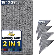 Muddy Mat® Original Dog Door Mat for Muddy Paws, Super Absorbent Microfiber, Non-Slip Washable Pet Rug, Quick Dry Chenille Entryway Carpet, Machine Washable Indoor Outdoor mat, Charcoal 24"x35"