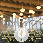 Mastery Mart G25 LED Ampoule dimmable, 2700K Blanc doux 5.5W[60W Équivalent], E26 Ampoules de lumière Globe Edison, Ampoule décorative de style Edison pour miroir de salle de bains, UL, Energy Star, paquet de 6