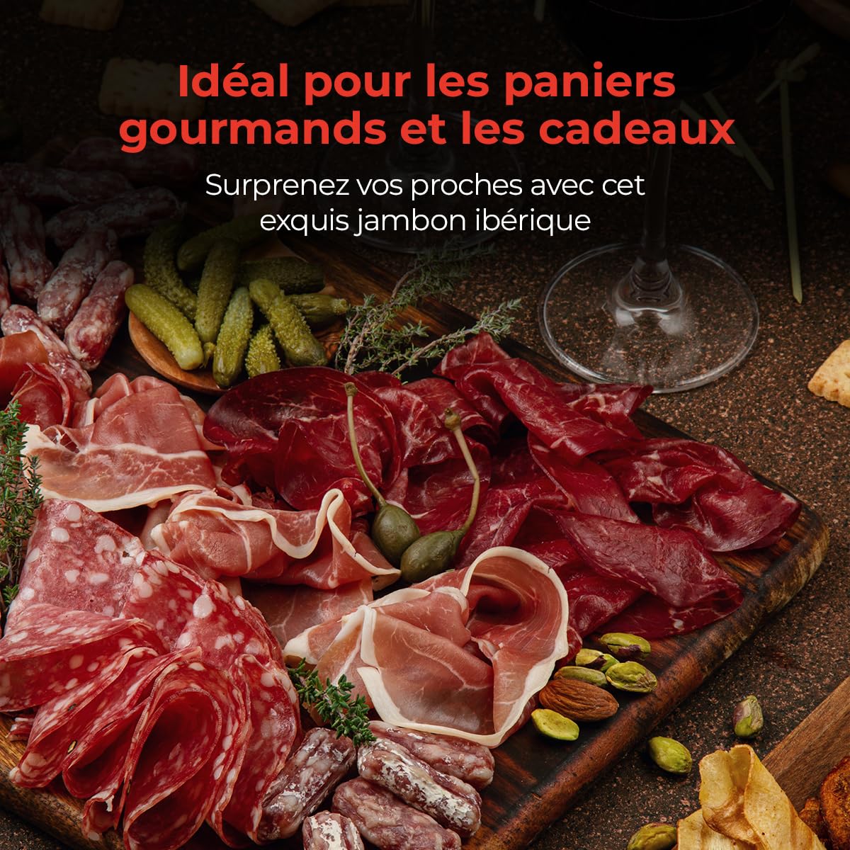 Épaule ibérique de Cebo tranchée - Lot de 5 paquets - Porc 50% race ibérique - Spécialité espagnole - Idéal pour déguster à la maison ou pour offrir - Elbérico