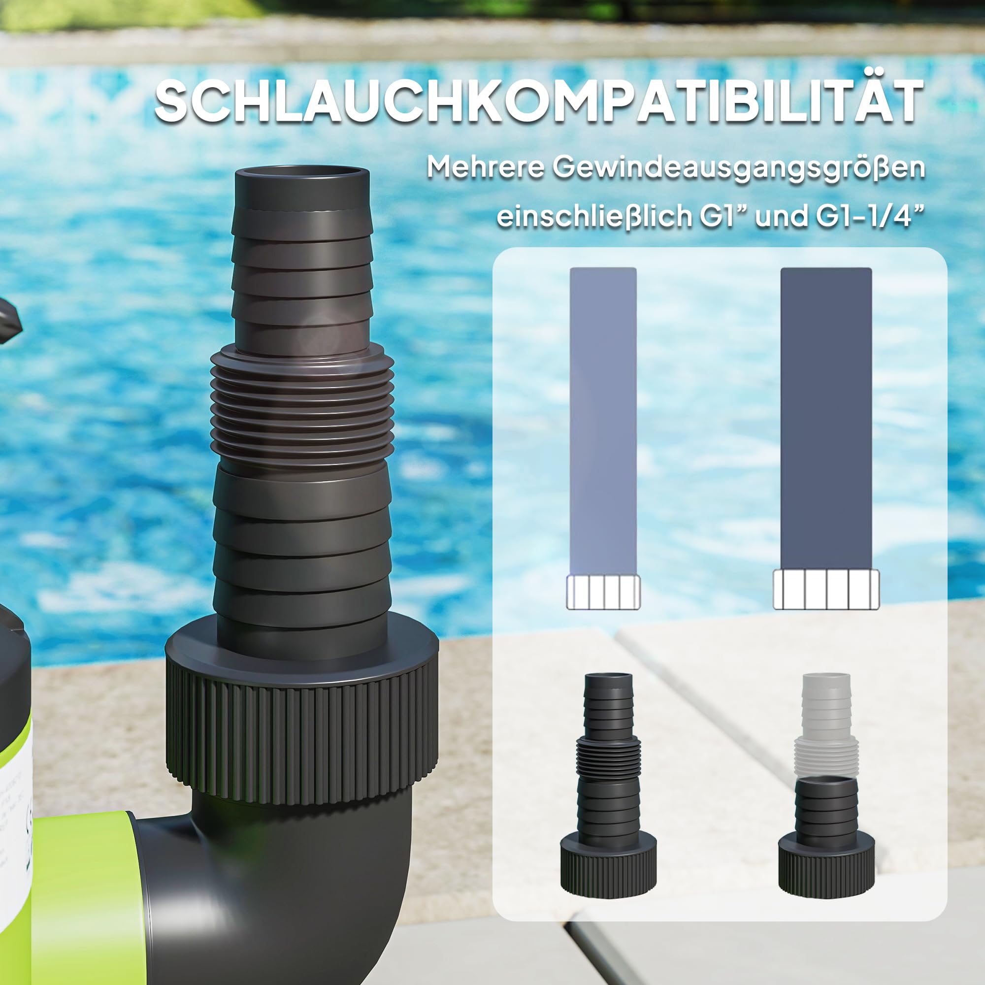 Outsunny Bomba sumergible para aguas residuales con interruptor de flotador, altura de extracción máx. 5 m, profundidad de inmersión máx. 7 m, 400 W, 9000 L/h, verde, 16 x 14 x 27 cm