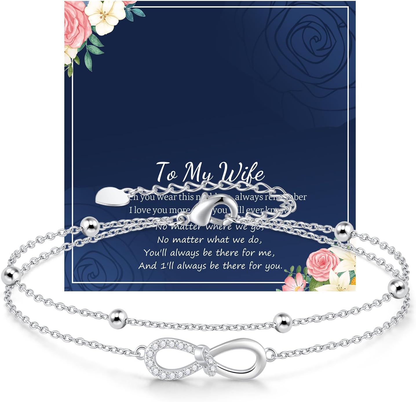 Infinity Bracelets for Women Charm Silver Bangles, 925 Sterling Silver Bracelet Dainty Chain Bracelet Non Tarnish Jewelry Gifts Birthday Wedding Anniversary Mothers Day Double Layered