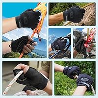 Vista 7 de Seibertron Guantes de palma acolchada con dedos completos o semi-dedos, ligeros y transpirables para escaladores, escalada en roca, rescate