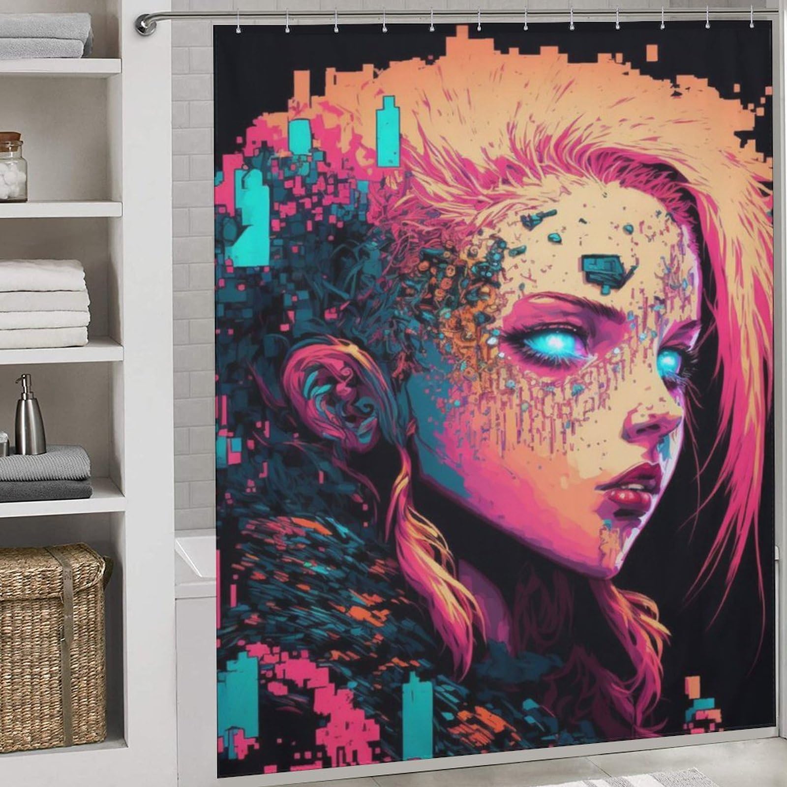 Rideau de douche motif fille mécanique idéal pour relooker une salle de bains d'adolescent