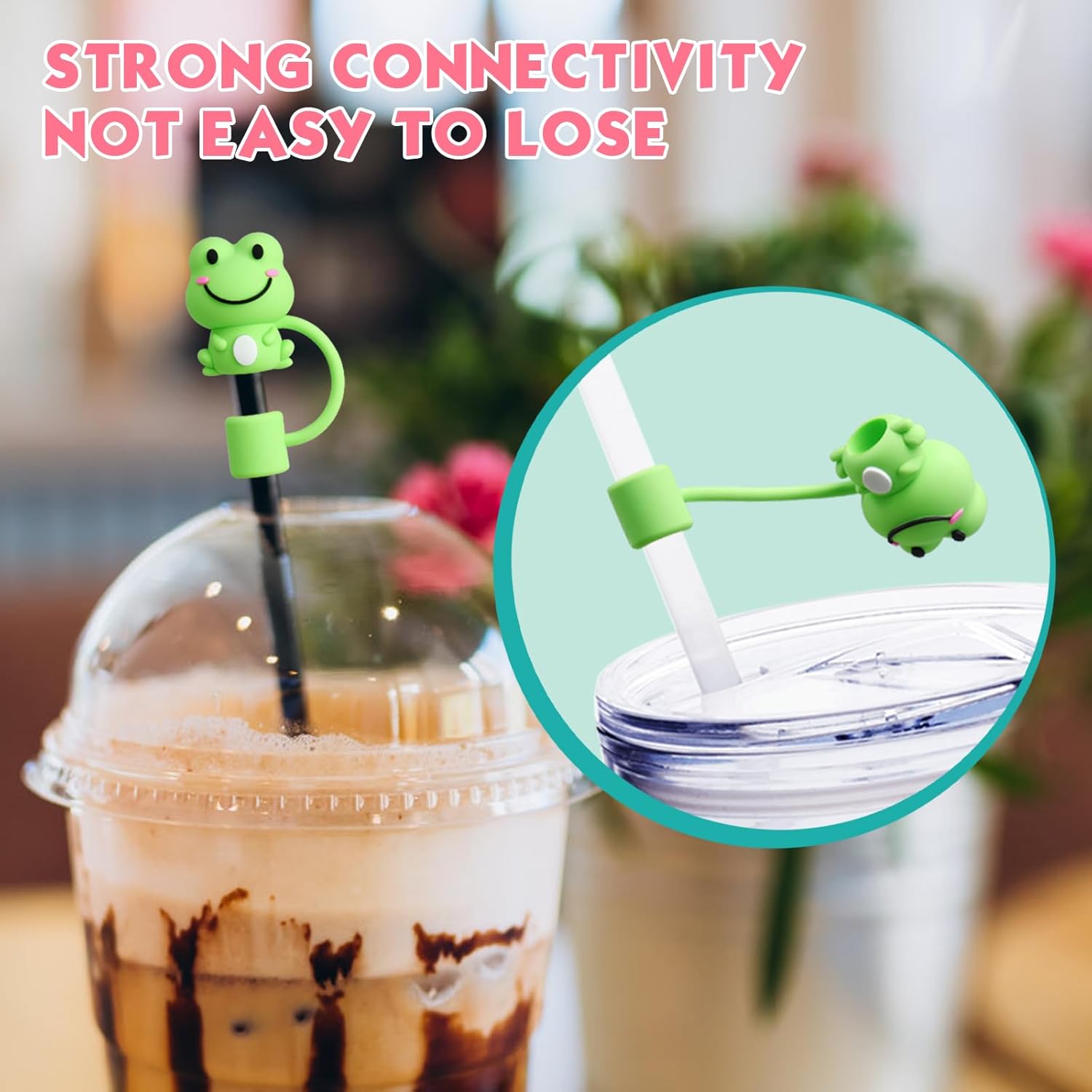 6Pcs Straw Covers Cap, Cute Animals Silicone Straw Toppers Compatible with Stanley Cup, Drinking Straw Caps for 0.4 Inch/10 mm Straw Tips - Image 4