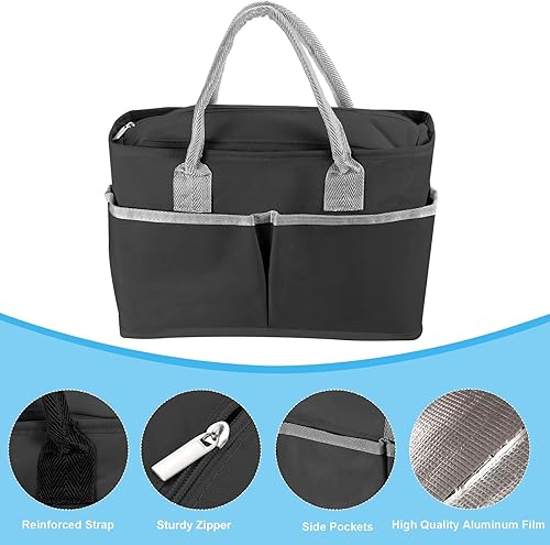 Miniatura 4 de PATIKIL Lonchera para mujereshombres, bolsa de almuerzo aislada a prueba de fugas con bolsillo contenedor de almuerzo reutilizable para el trabajo,