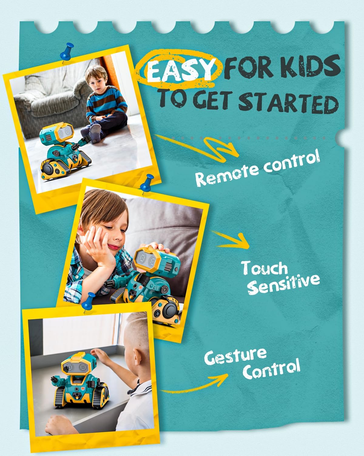 Child interacting with Holyton K103 Robot using gesture control.