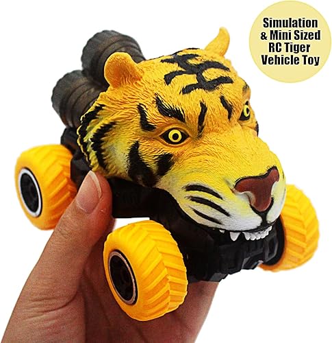 Miniatura 5 de Tipmant Lindo vehículo de control remoto de juguete de coche a control remoto realista animales regalos de cumpleaños para niños (tigre amarillo)