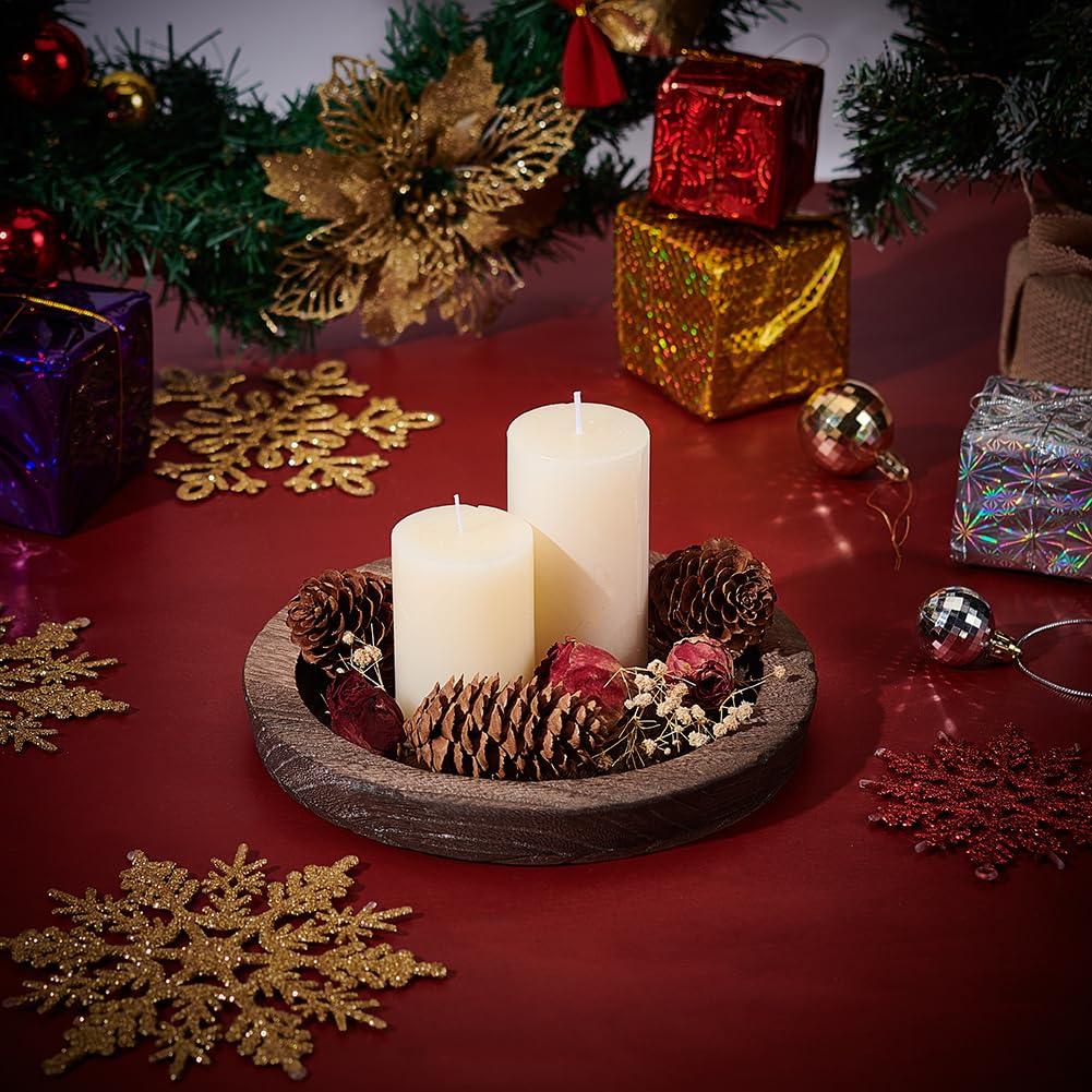 Plateau rond en bois WADORN pour decoration de table rustique et cuisine