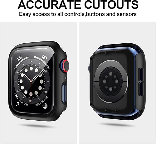 Miniatura 4 de JZK - Juego de 6 fundas duras compatibles con Apple Watch Series 3 de 42 mm con protector de pantalla de cristal templado incorporado, cubierta