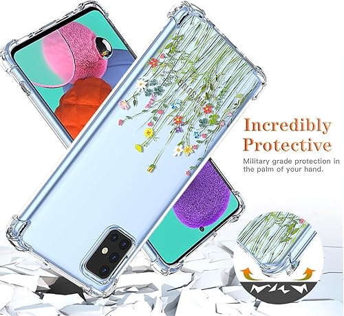 Miniatura 7 de Funda para Samsung Galaxy A51 4G, Samsung A51 4G SM-A515U con protector de pantalla, funda transparente con patrones de jardín de flores, funda