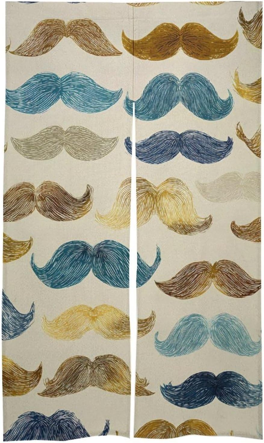 Mustaches Pattern Doorway Curtain Insulated Room Divider Drapes | white linen,privacy curtains