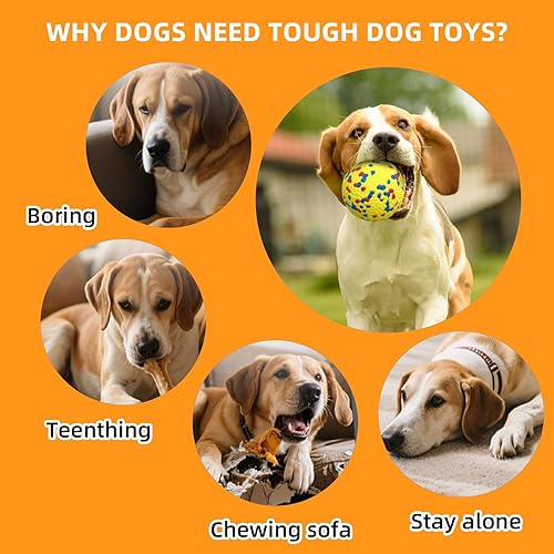 Miniatura 7 de Paquete de 4 pelotas para perros E-TPU, pelotas de tenis indestructibles de 3.15 pulgadas para perros, juguetes duraderos para perros masticadores