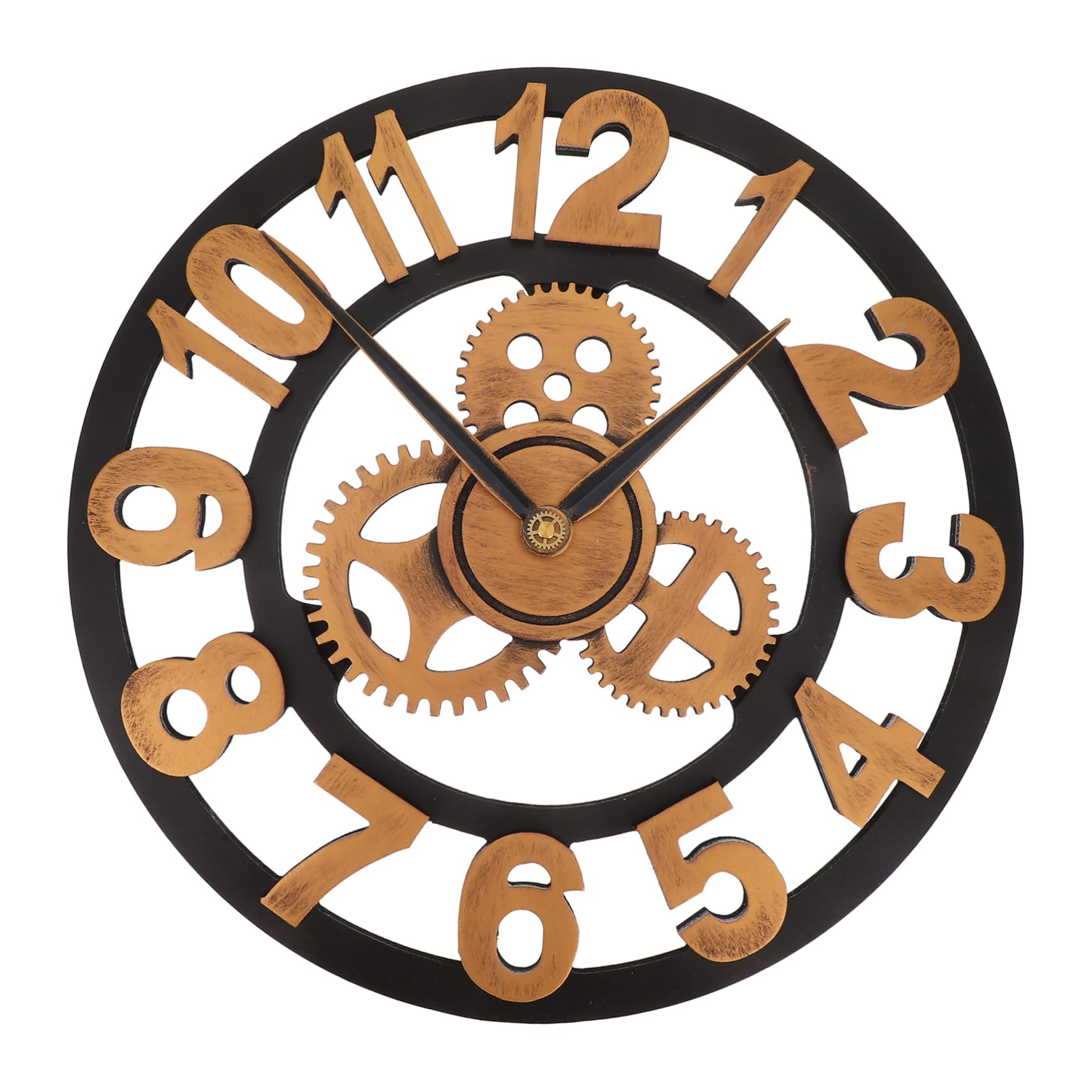 Horloge murale industrielle en bois MAGICLULU décorative fonctionnant sur pile