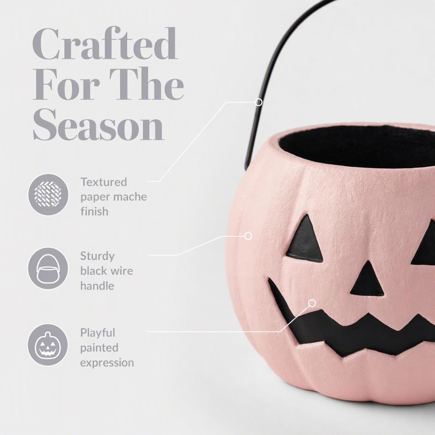 Mud Pie Pink Mini Paper Mache Bucket, Treat Basket, Presentable Accessory, Seasonal Keepsake