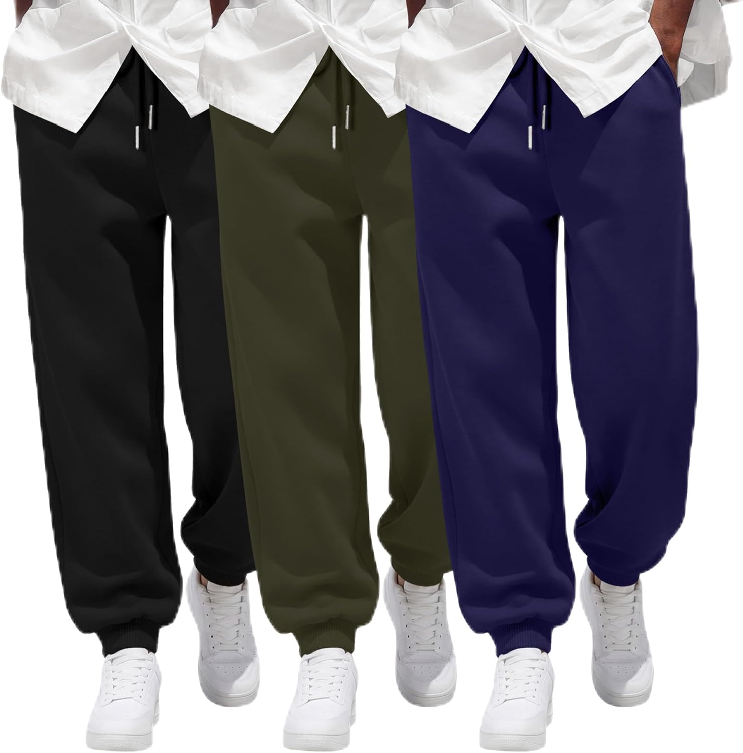 3 Pack Mens Big and Tall Sweatpants Athletic Plus Size Joggers Lounge Drawstring Elastic Bottom Pant with Pocket