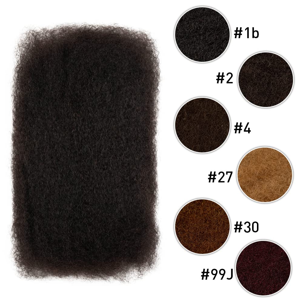FASHION IDOL Afro Kinkys Bulk Human Hair for Dreadlock Extensions Loc Repair Braiding Twist Tight Afro Kinky Human Hair for Loc 3 Packs 150 Gram Natural Black 16 Inches 5.3 Oz