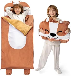 JOIEDOMI Kids Sleeping Bag 4 5 6 Year Old Girl Gifts Toddler Nap Mat with Pillow & Blanket 60" x 27" for Kids Ages 3+ Soft Plush Sleeping Mat for Preschool and Boys Girls