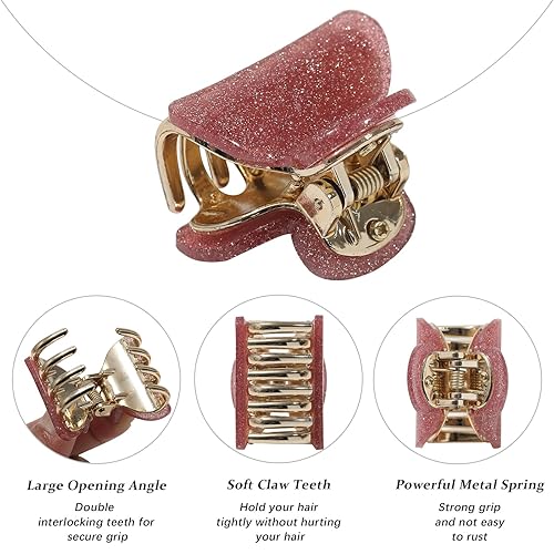 Miniatura 6 de 12 pinzas pequeñas para el cabello para mujeres y niñas de 1.5 pulgadas, lindas pinzas para el cabello con lentejuelas brillantes para cabello
