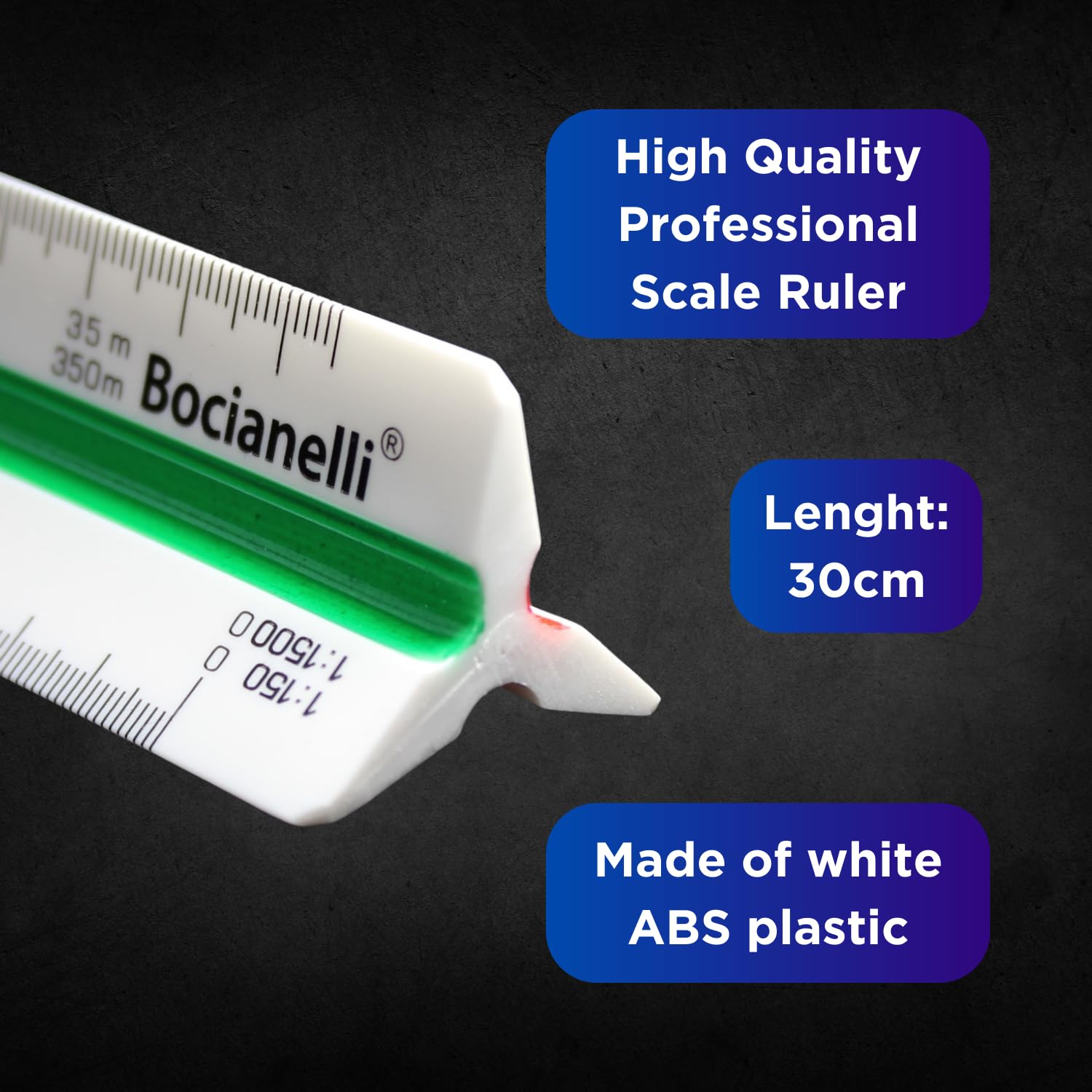 Image secondaire de Règle Triangulaire en Plastique 30 cm avec Échelles de Réduction