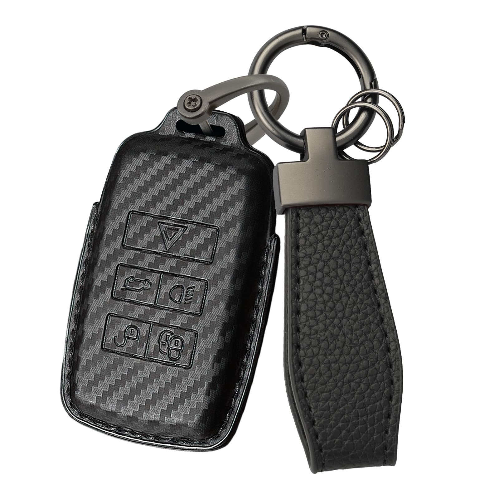 Carcasa para llave Range Rover de cuero con patrón de carbono 7