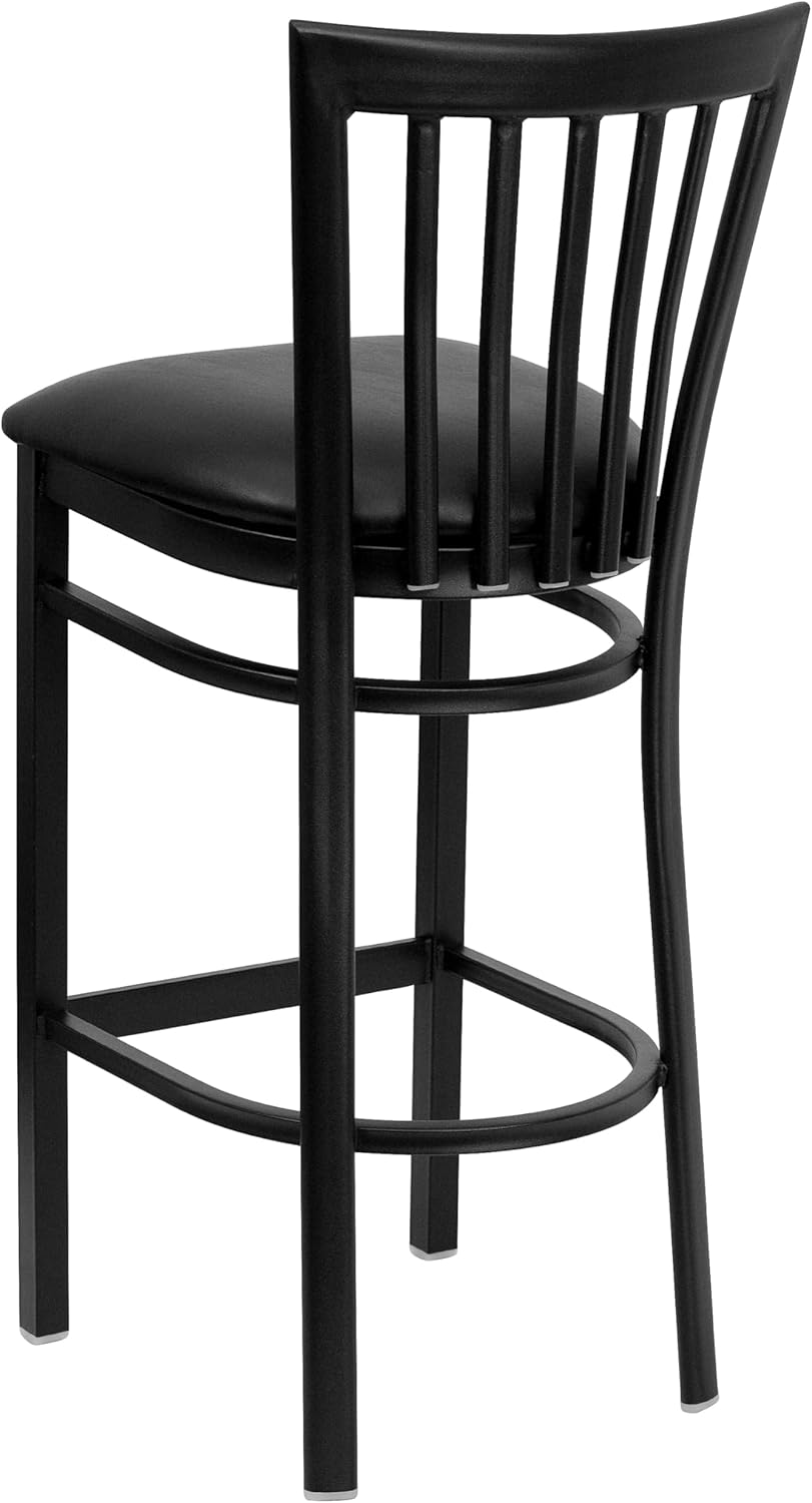 Flash Furniture HERCULES Series Black School House Back Metal Restaurant Barstool - Black Vinyl Seat (Pack of 1)