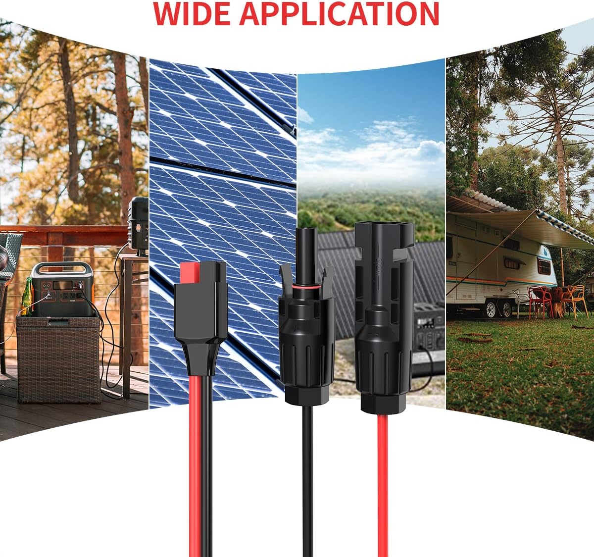 ELFCULB 10AWG 2FT Solar Panel Cable to Anderson Connector 2 6 10 20 35 50FT Solar Extension Cable for Portable Power Station Solar Generator Battery Pack(2FT)