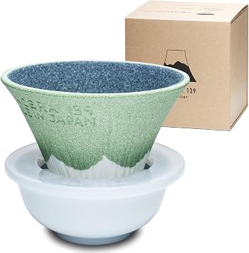 Ceramic Reusable Coffee Filter Dripper Paperless Sustinable Mt. Fuji Made in Japan Light Green
